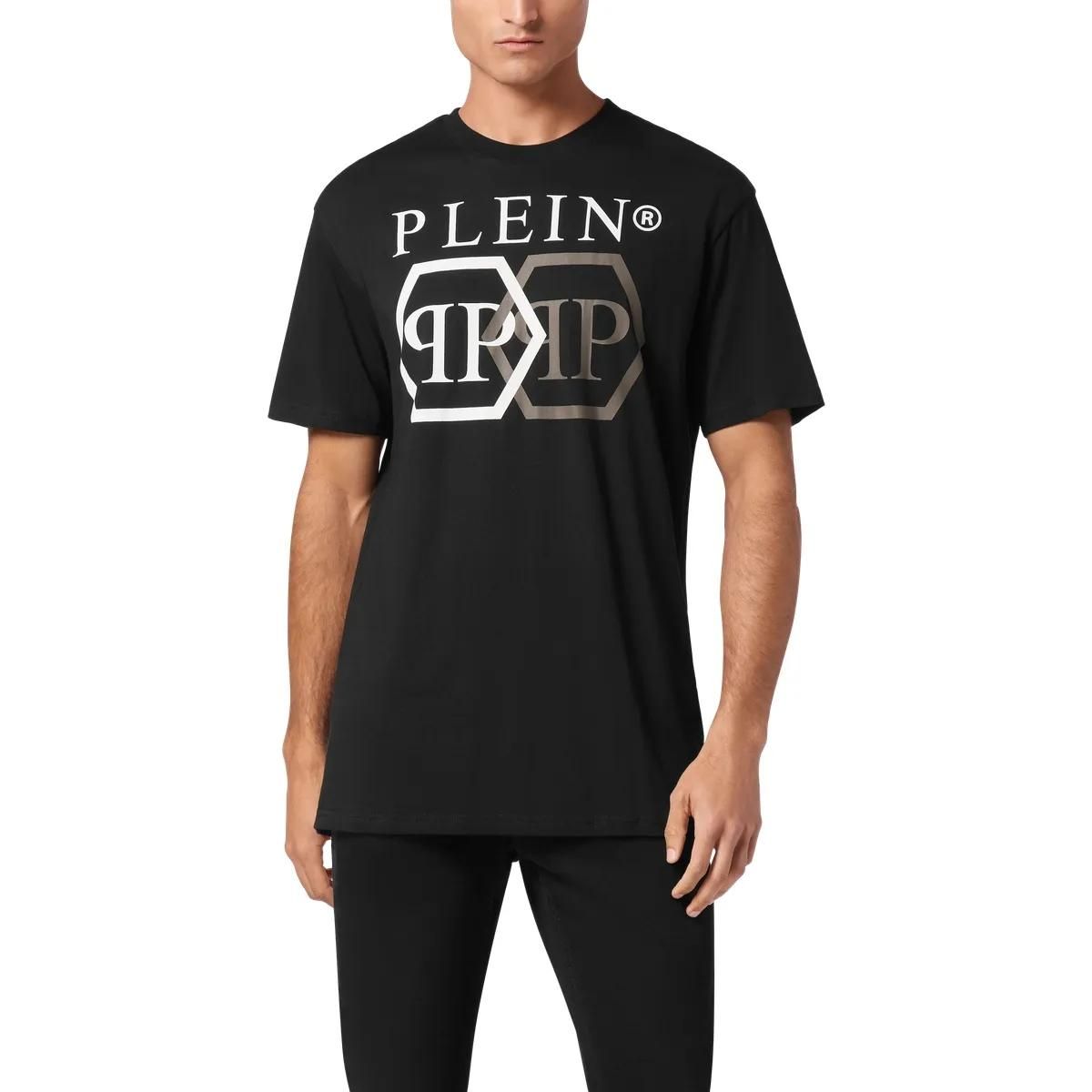 Philipp Plein - T-Shirt Hexagon Mit Schmucksteinen - Größe 3XL - schwarz