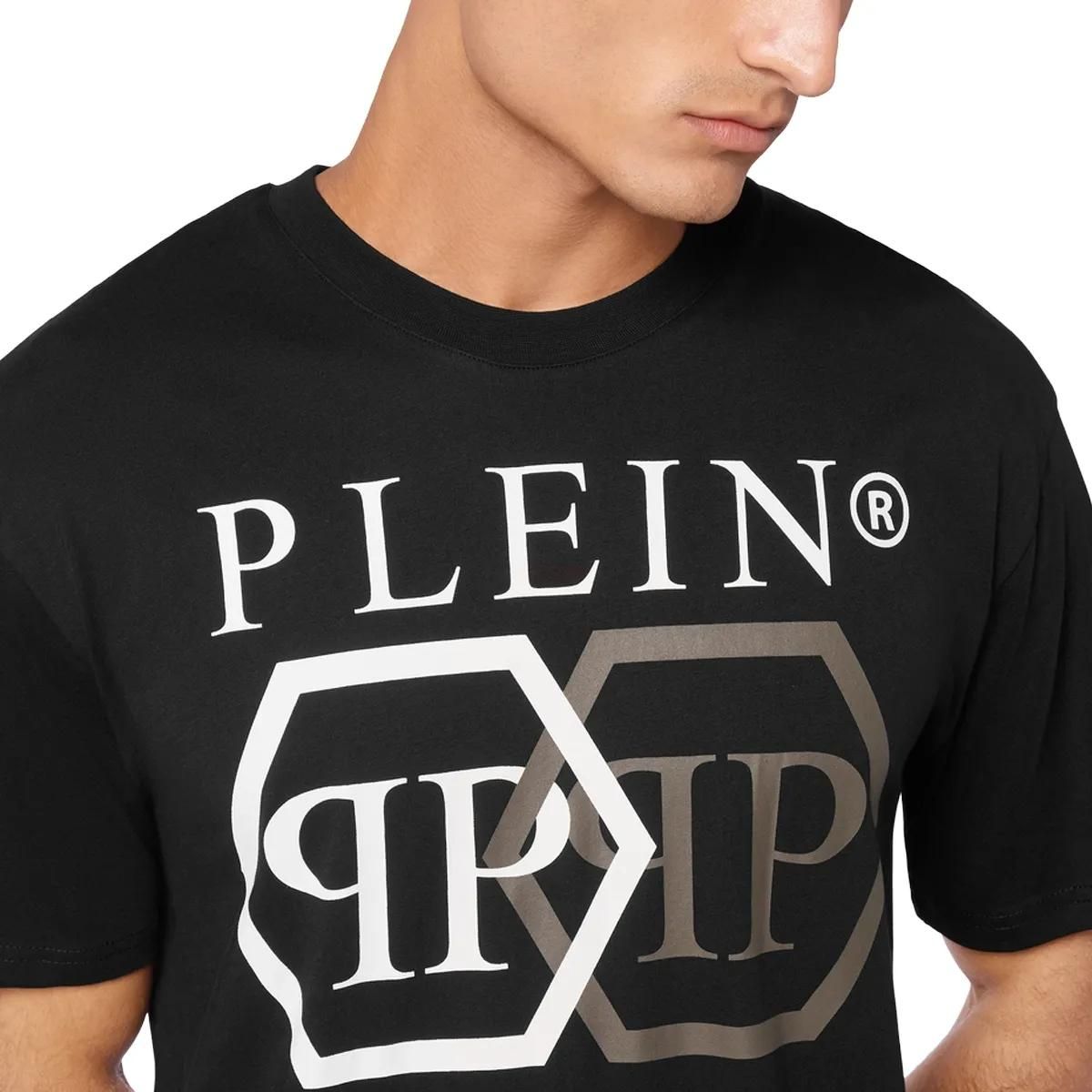 Philipp Plein - T-Shirt Hexagon Mit Schmucksteinen - Größe 3XL - schwarz