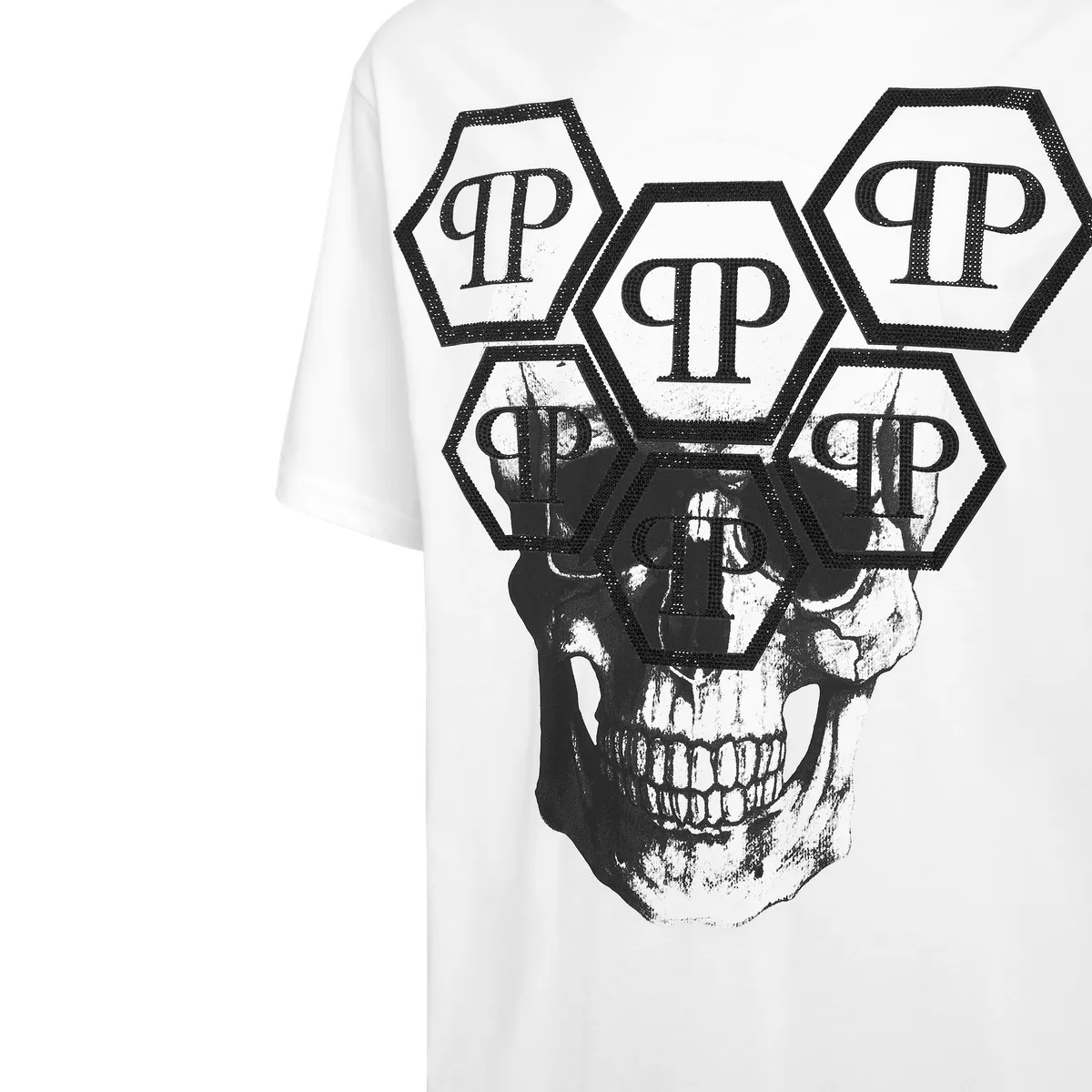 Philipp Plein - T-Shirt Skull Mit Schmucksteinen - Größe 3XL - weiß