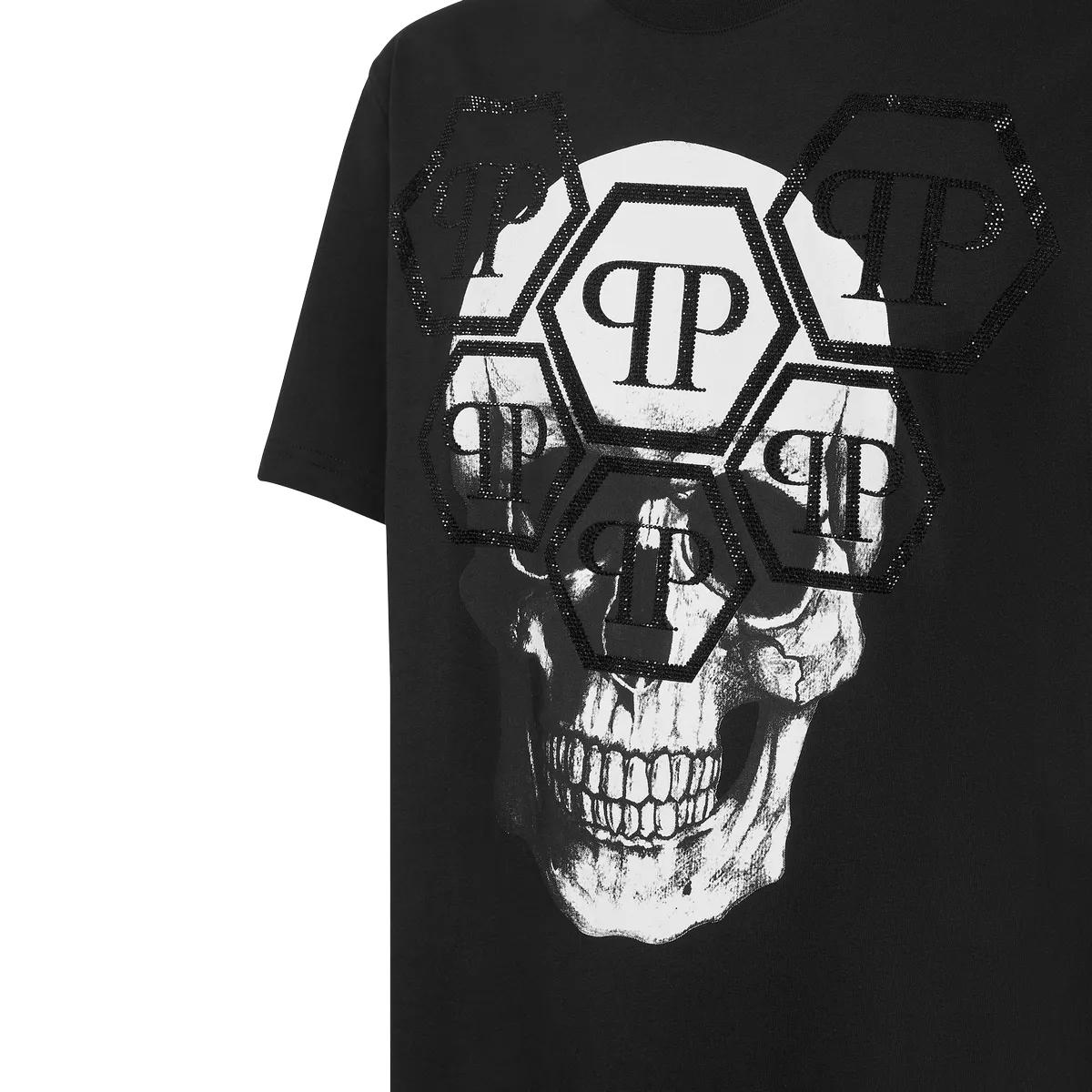 Philipp Plein - T-Shirt Skull Mit Schmucksteinen - Größe 3XL - schwarz
