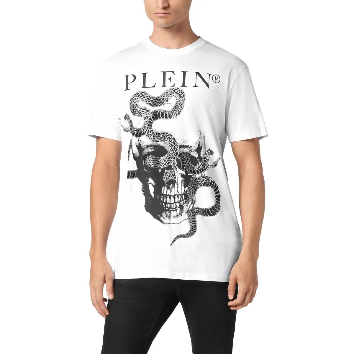 Philipp Plein - T-Shirt Snake Mit Schmucksteinen - Größe 3XL - weiß