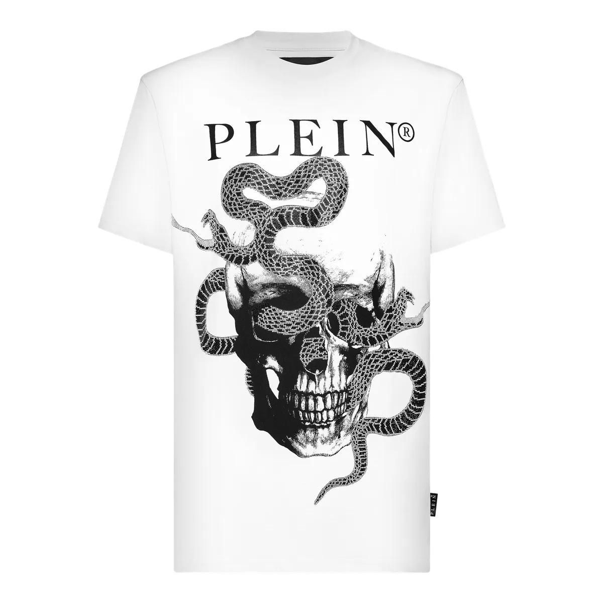 Philipp Plein - T-Shirt Snake Mit Schmucksteinen - Größe 3XL - weiß