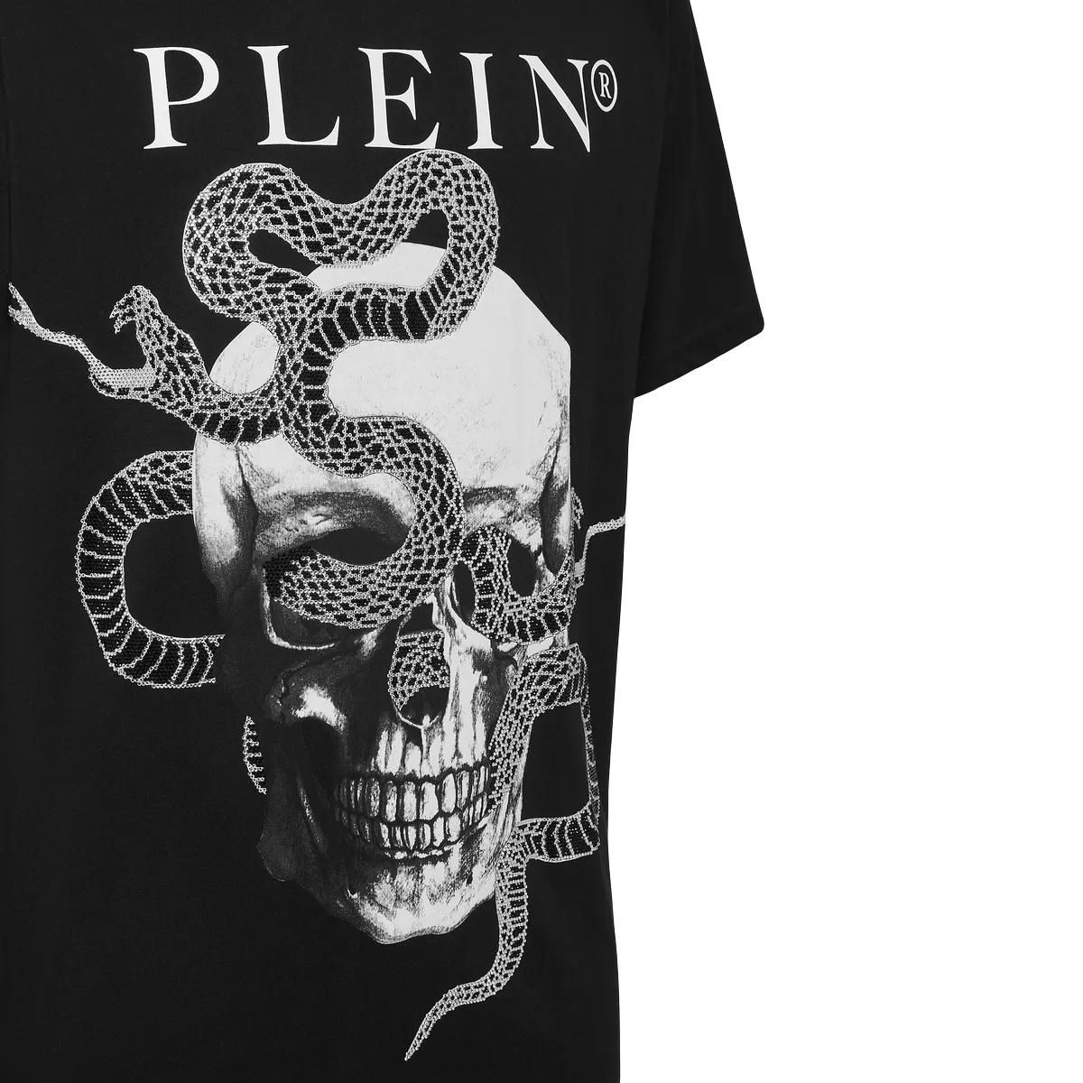 Philipp Plein - T-Shirt Snake Mit Schmucksteinen - Größe 3XL - schwarz