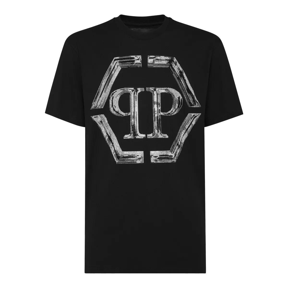 Philipp Plein - T-Shirt Hexagon Mit Schmucksteinen - Größe 3XL - schwarz