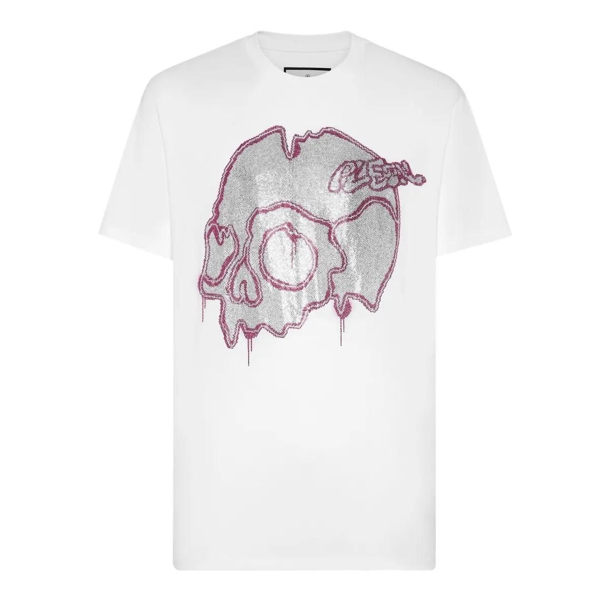 Philipp Plein - T-Shirt Skull Mit Schmucksteinen - Größe 3XL - weiß