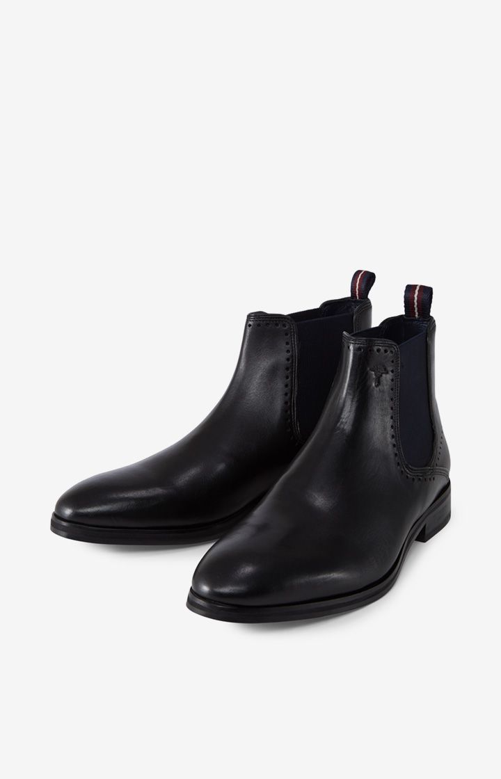 Joop! Kleitos Schwarze Chelsea Boots aus Leder mit Elastikeinsätzen