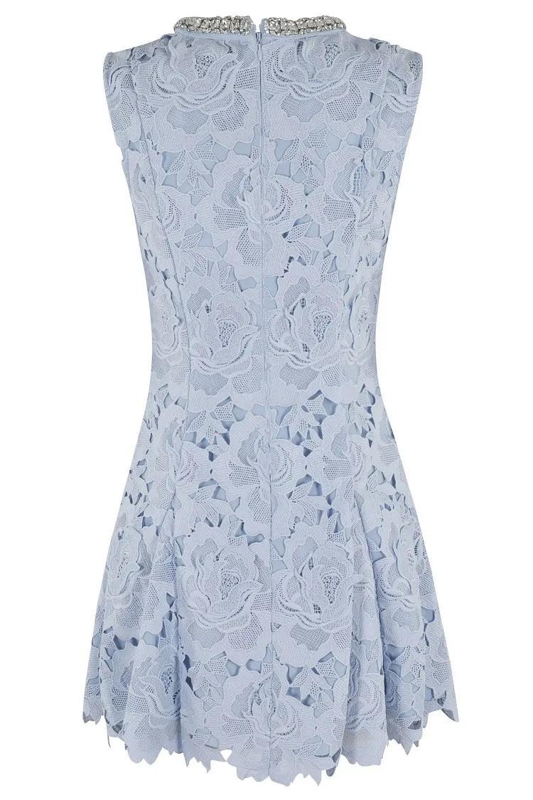 self-portrait - Blue Flower Lace Mini Dress - Größe 30 - blau