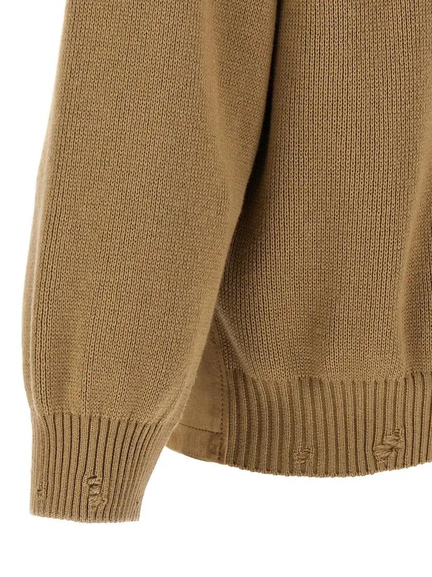 Golden Goose - Lederjacke mit Ärmeln und Rücken aus Wollmischun - Größe 46 - beige