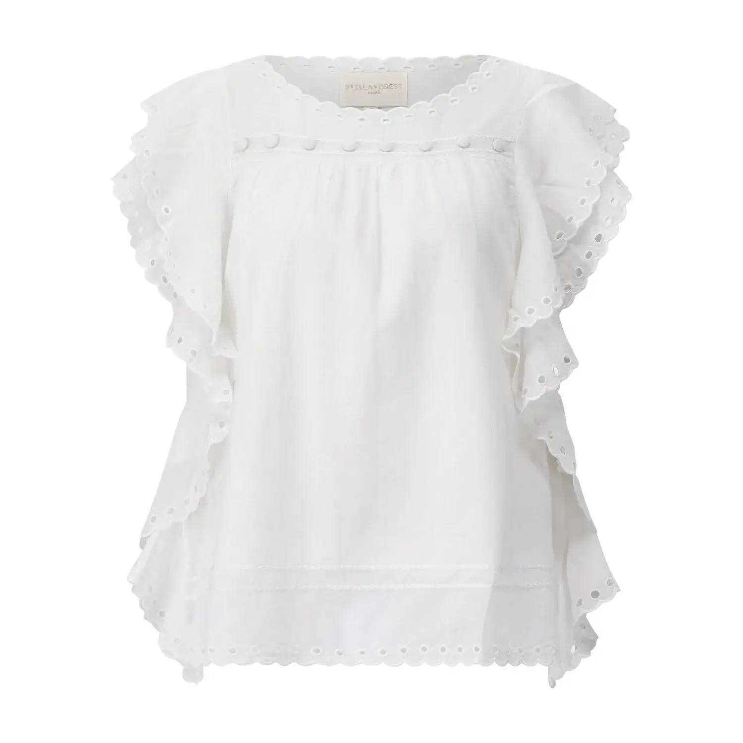 STELLA FOREST - Blusenshirt Jayna mit Stickerei - Größe 34 - weiß