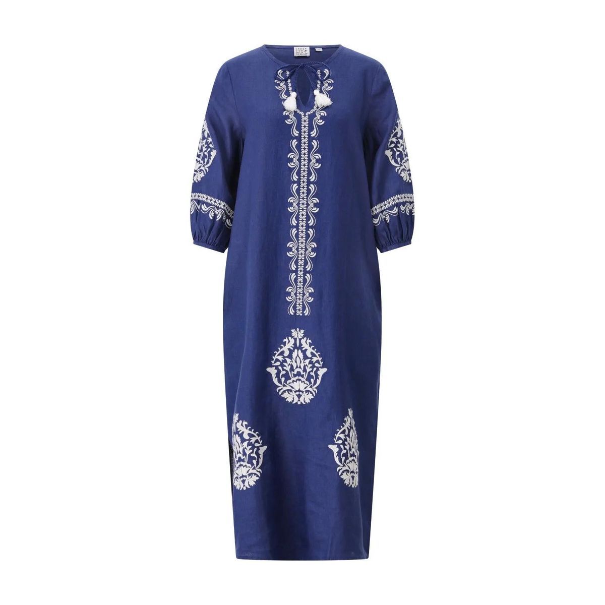 Emily can den Bergh - Midikleid aus Leinen - Größe 34 - blau