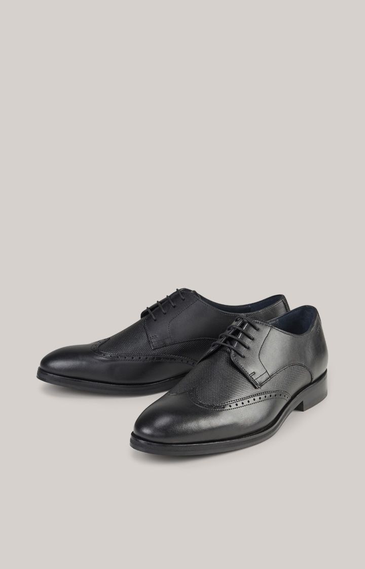 JOOP! Kleitos Schwarze Brogue Schuhe Glattleder Schnürschuhe Flügelspitzen Design