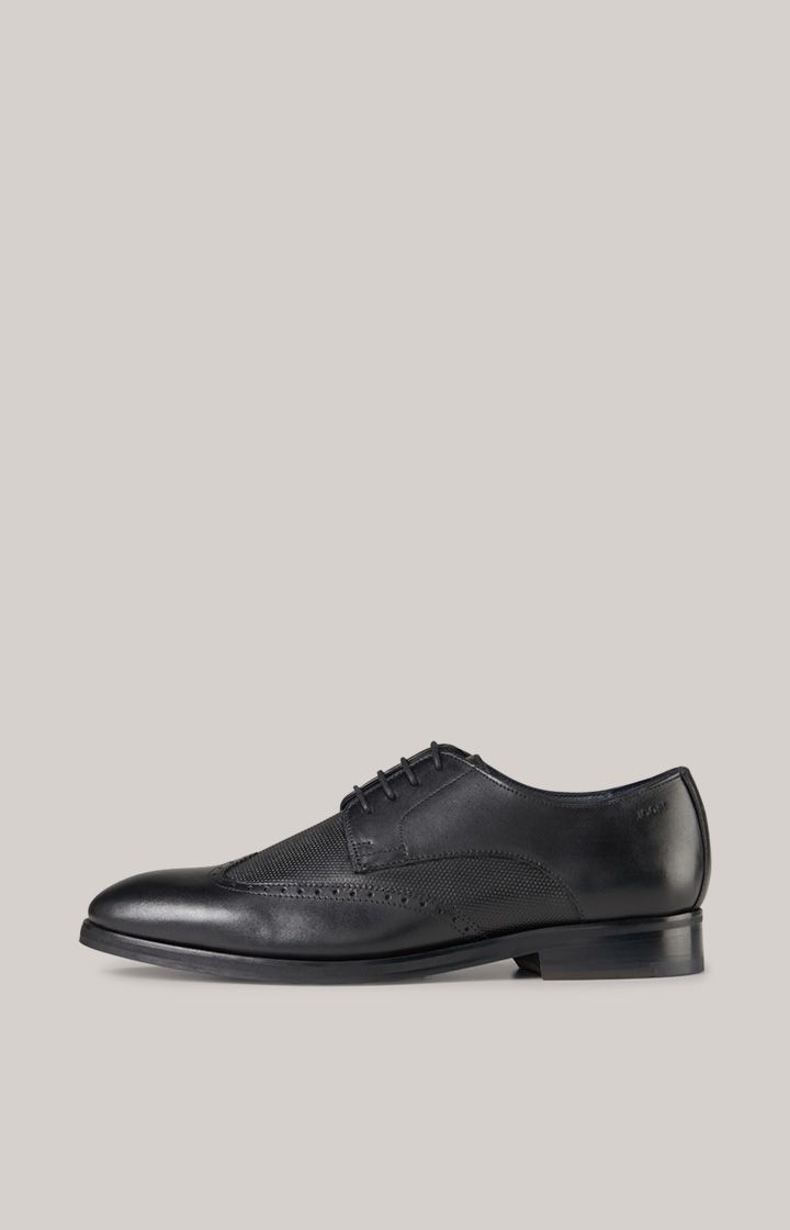 JOOP! Kleitos Schwarze Brogue Schuhe Glattleder Schnürschuhe Flügelspitzen Design
