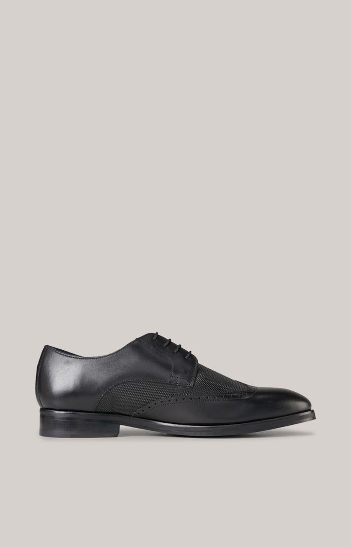 JOOP! Kleitos Schwarze Brogue Schuhe Glattleder Schnürschuhe Flügelspitzen Design