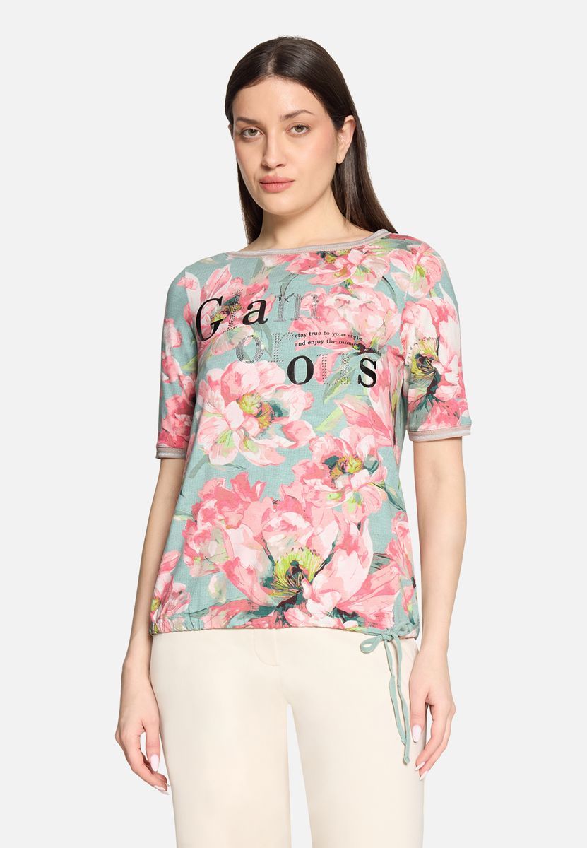 Lässiges T-Shirt mit Blumenprint und Tunnelzug