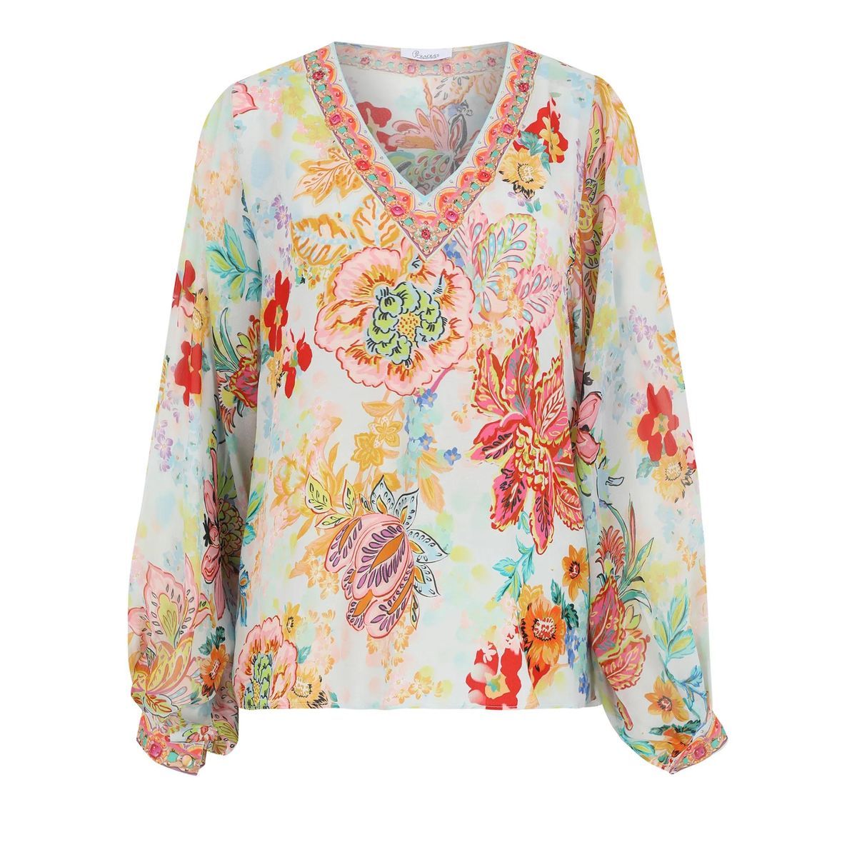 Bluse mit Blumendruck und V-Ausschnitt