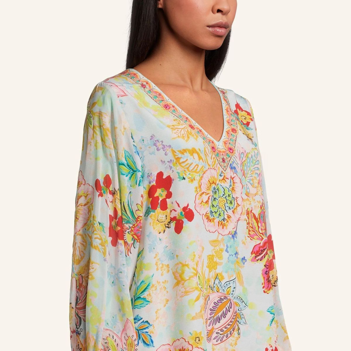 Bluse mit Blumendruck und V-Ausschnitt