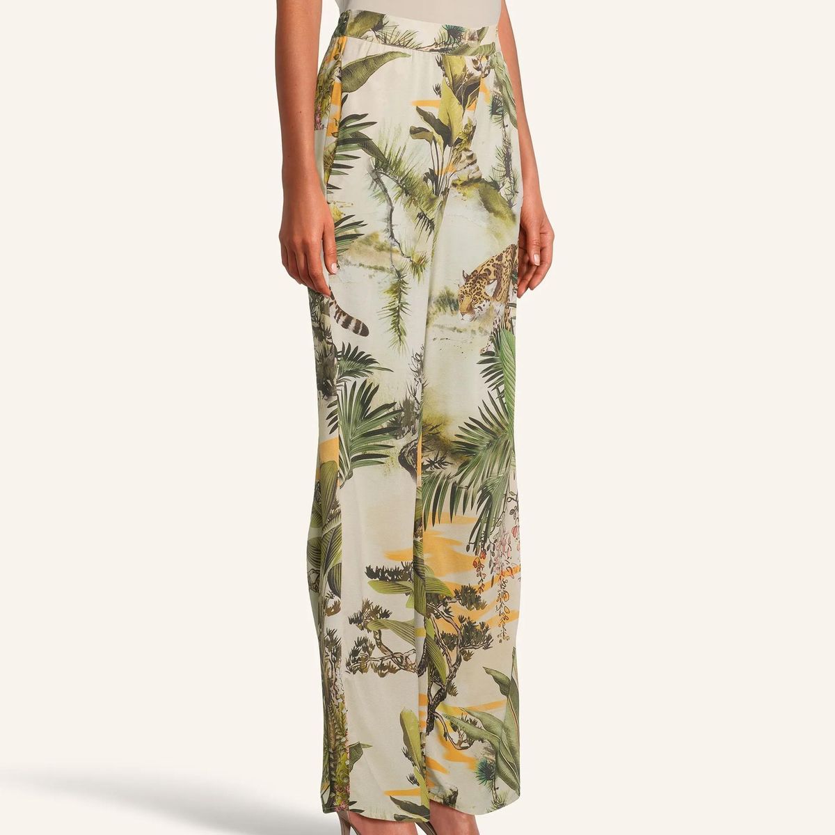 Tropische Hose mit hoher Taille