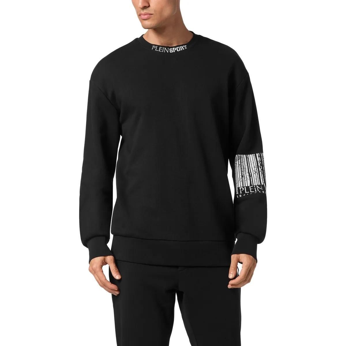 Schwarzes Fleece-Sweatshirt aus Baumwollmischung