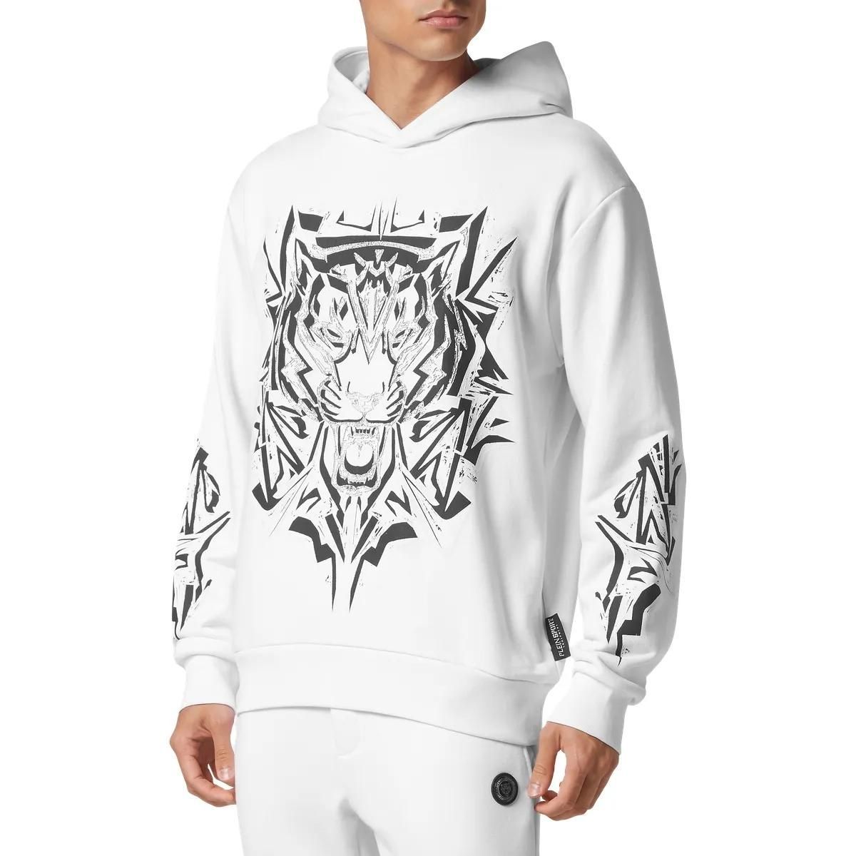 Baumwoll-Hoodie mit Grafik-Tigerprint