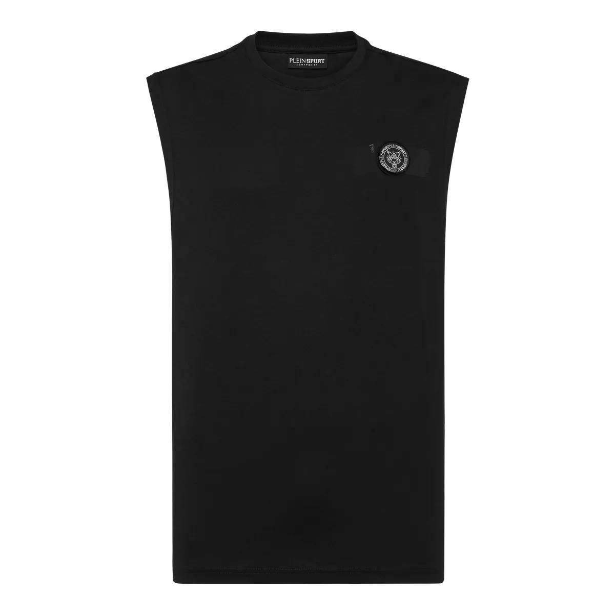 Schwarzes ärmelloses Sport-T-Shirt für Herren