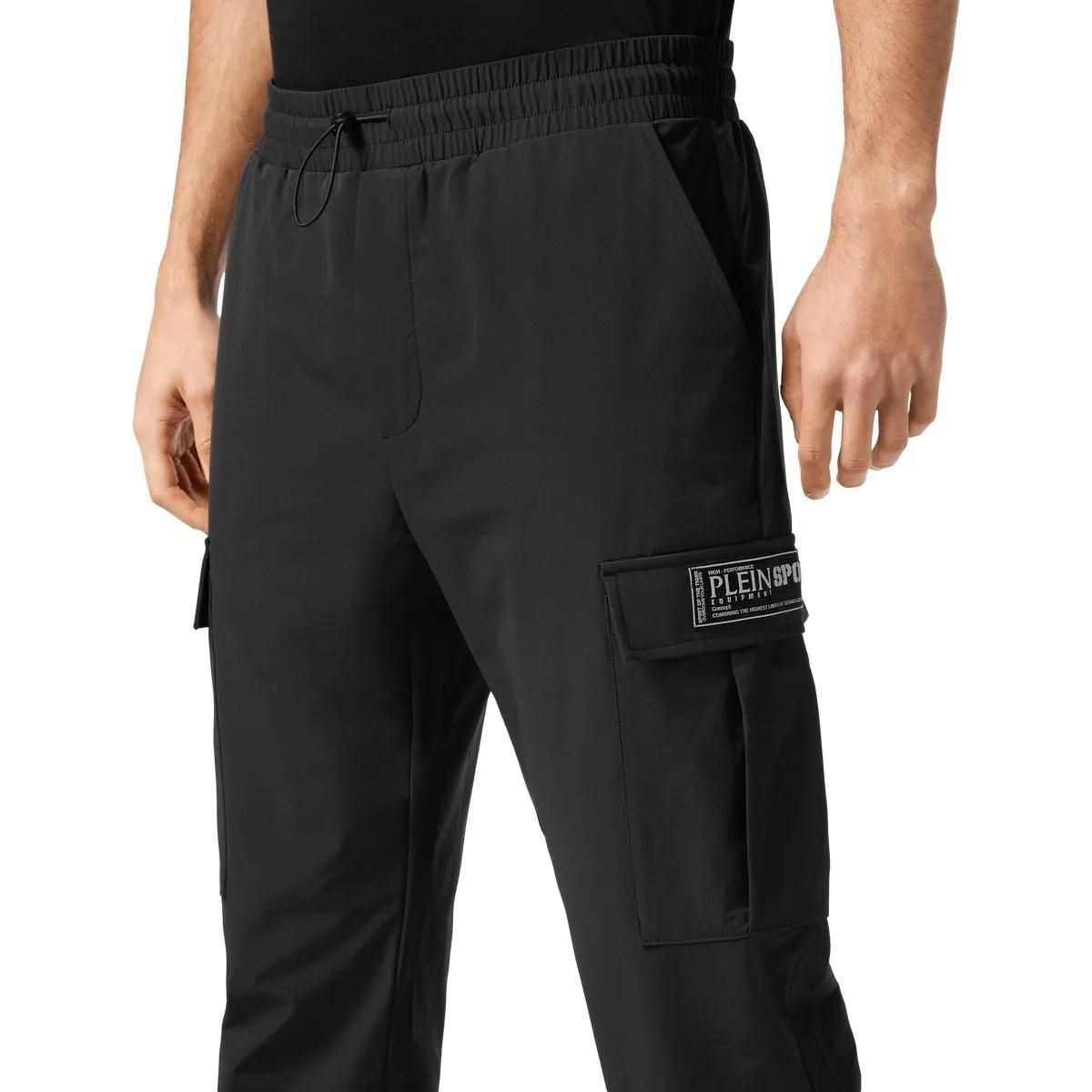 Sportliche schwarze Nylon Cargohose