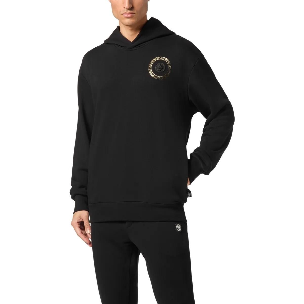 Fleece-Pullover-Hoodie mit Logo-Patch