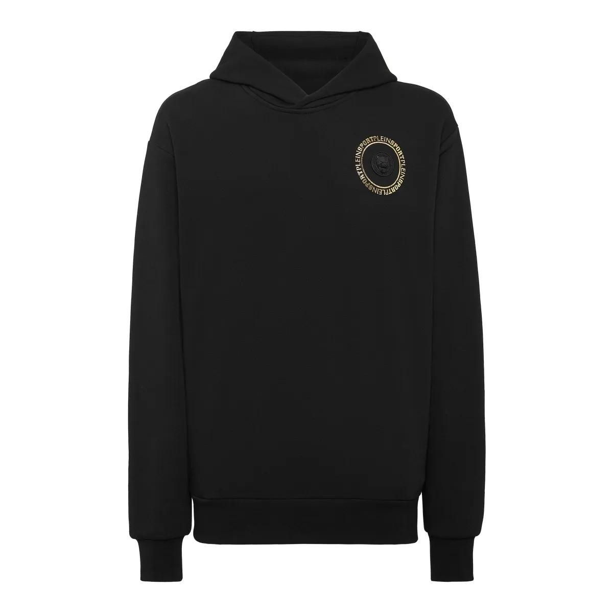 Fleece-Pullover-Hoodie mit Logo-Patch