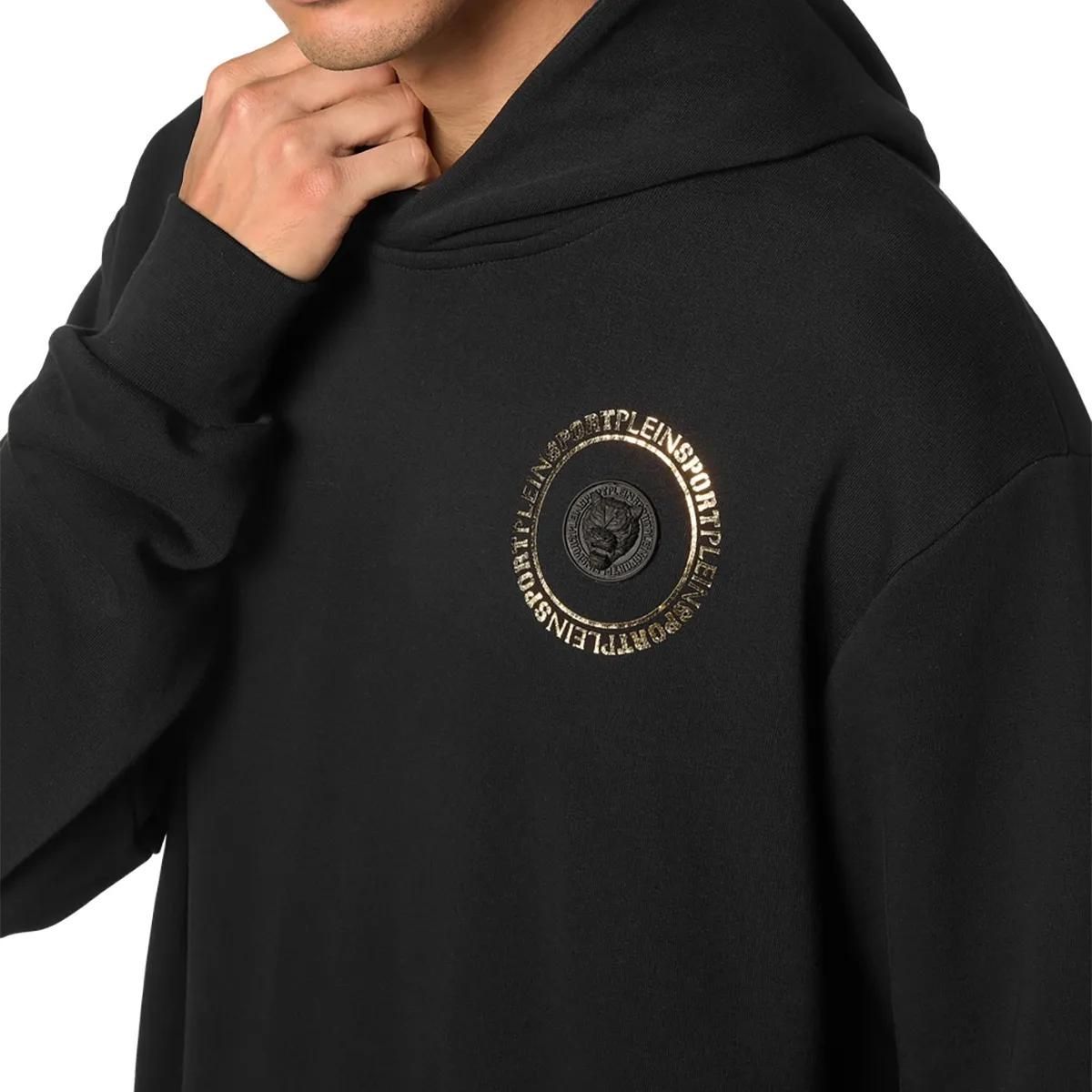 Fleece-Pullover-Hoodie mit Logo-Patch