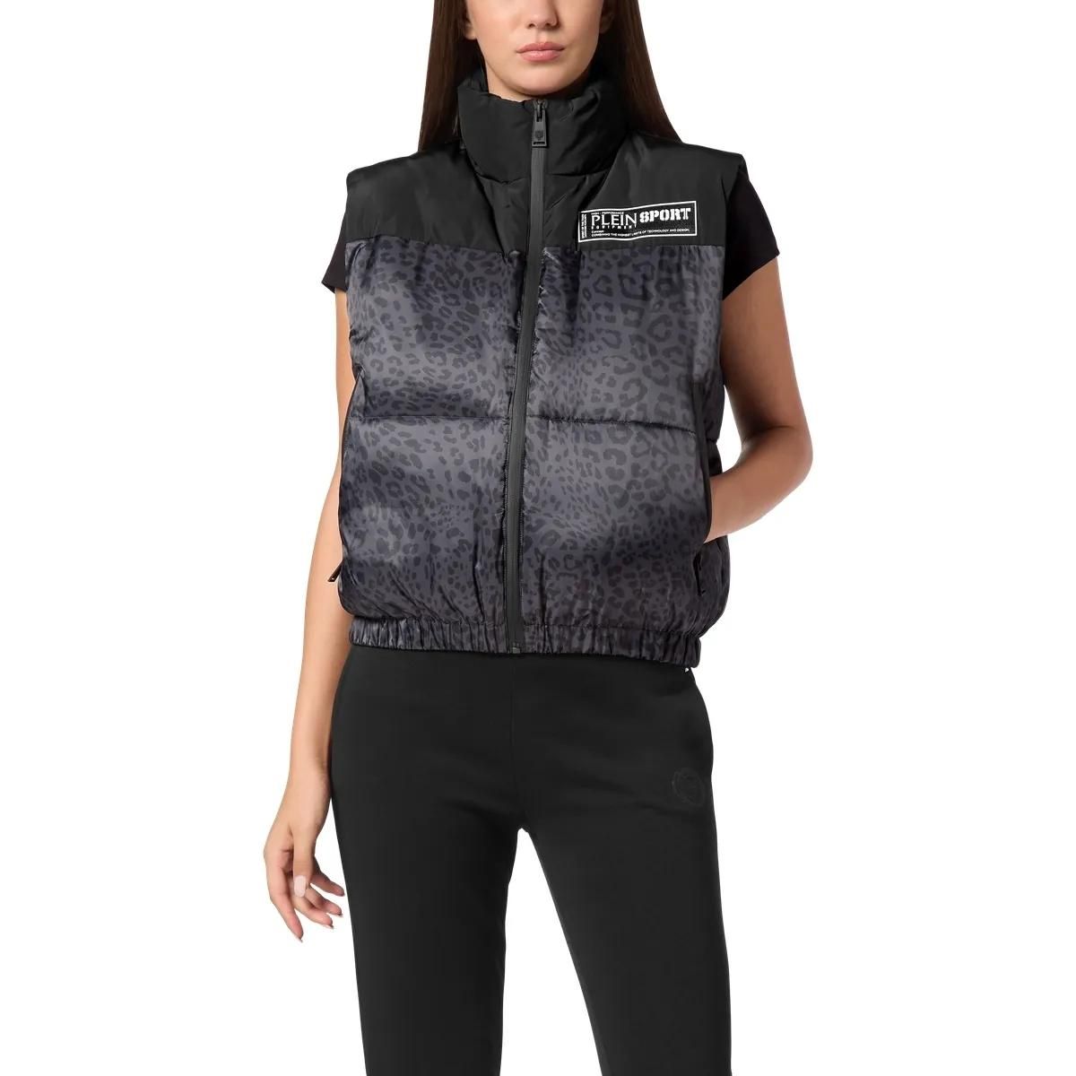Gepolsterte Weste mit Leopardenmuster
