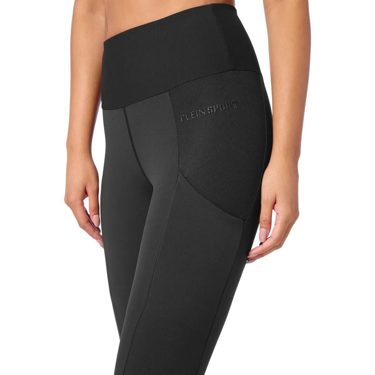 Schwarze, hochtaillierte Performance Leggings mit Taschen