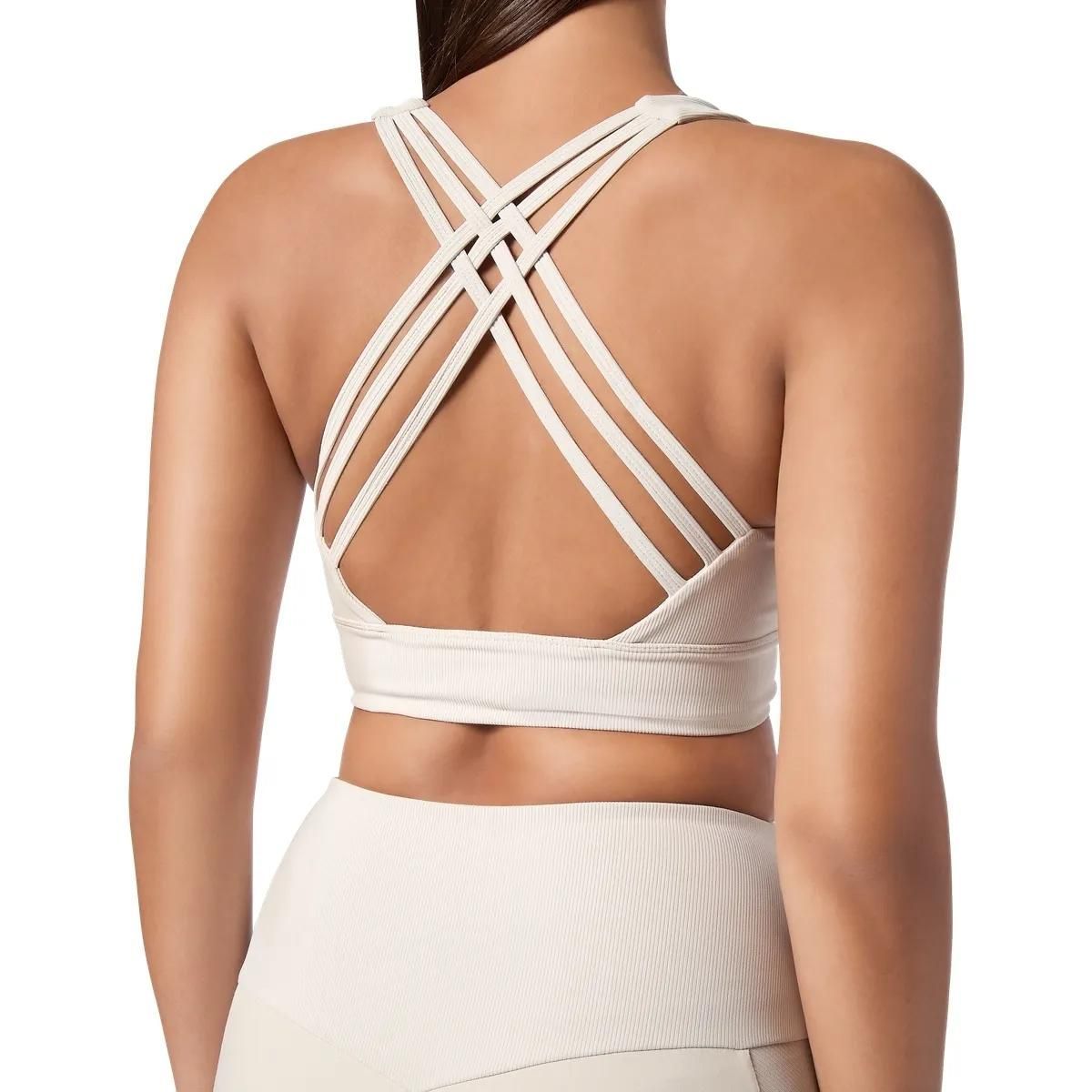 Gerippter Sport-BH mit überkreuzten Trägern
