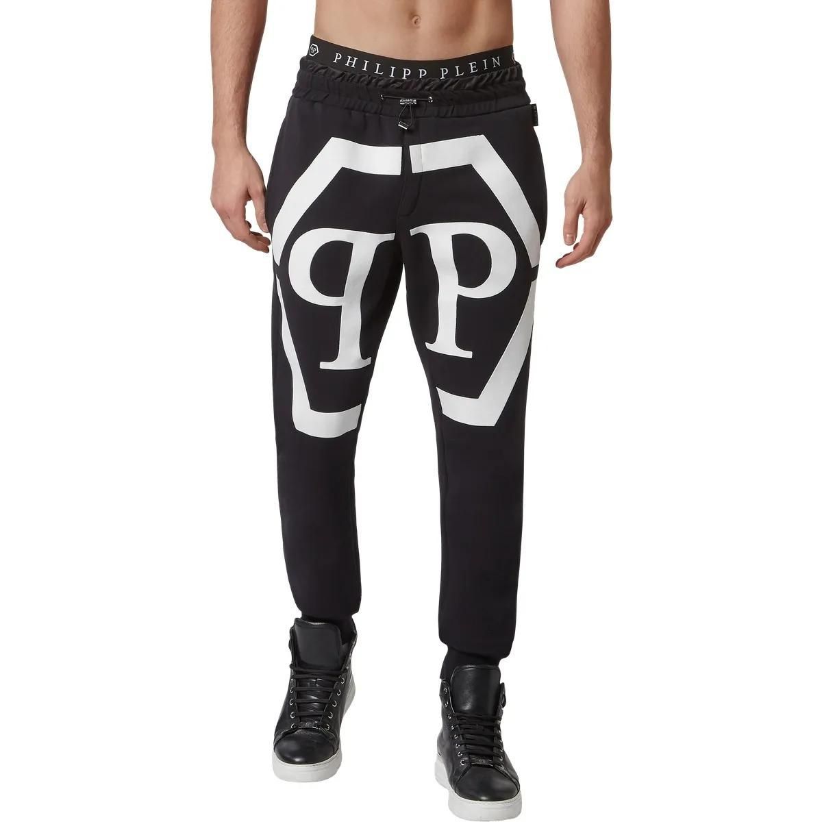 Schwarze Baumwoll-Jogginghose mit Logo-Print