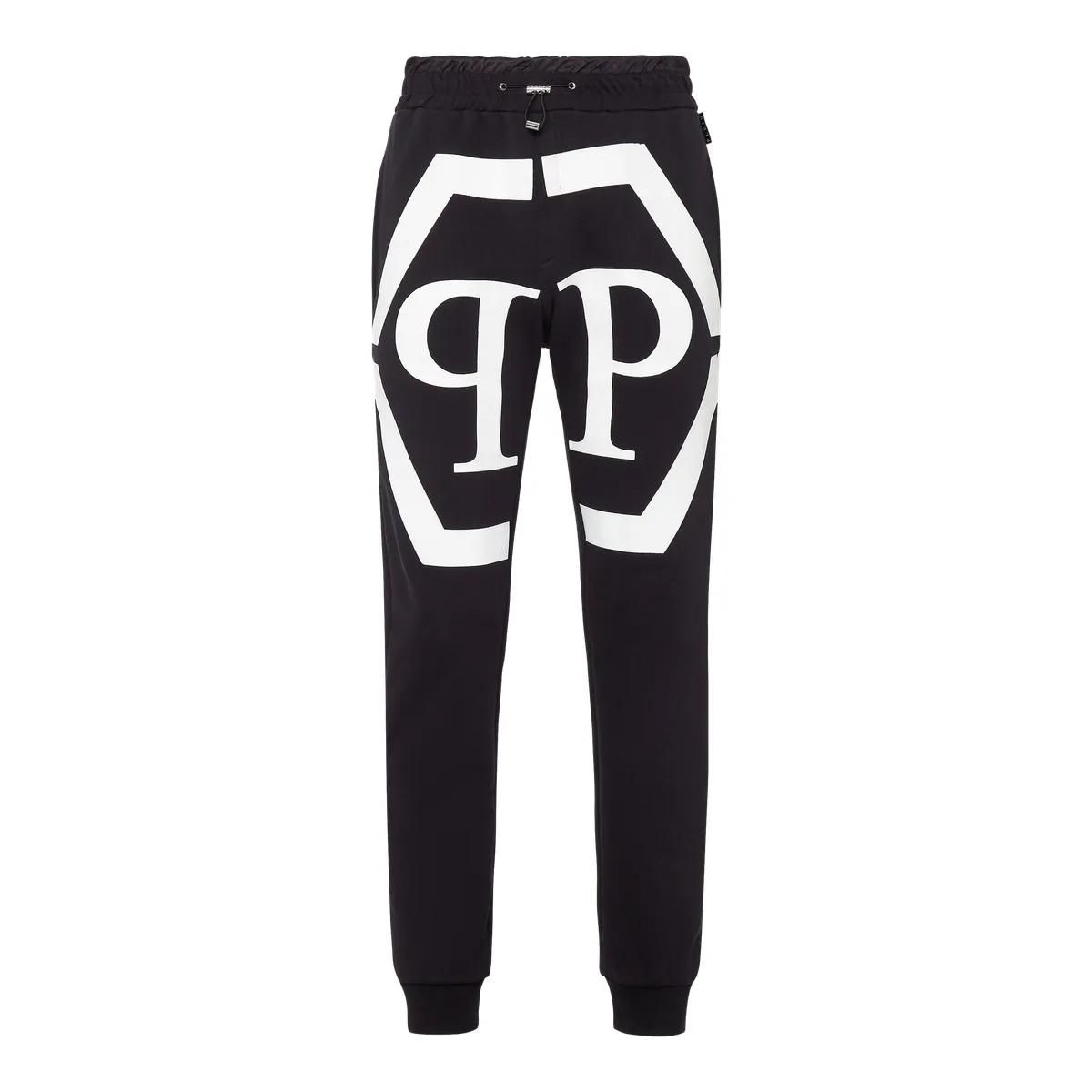 Schwarze Baumwoll-Jogginghose mit Logo-Print