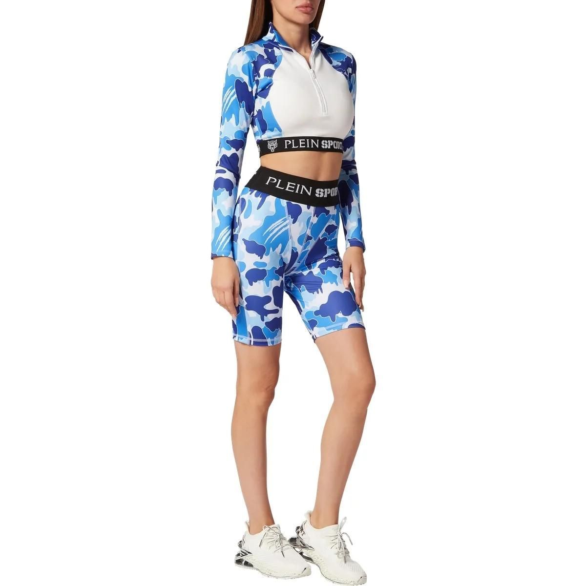 Blaue Camouflage Radlerhose