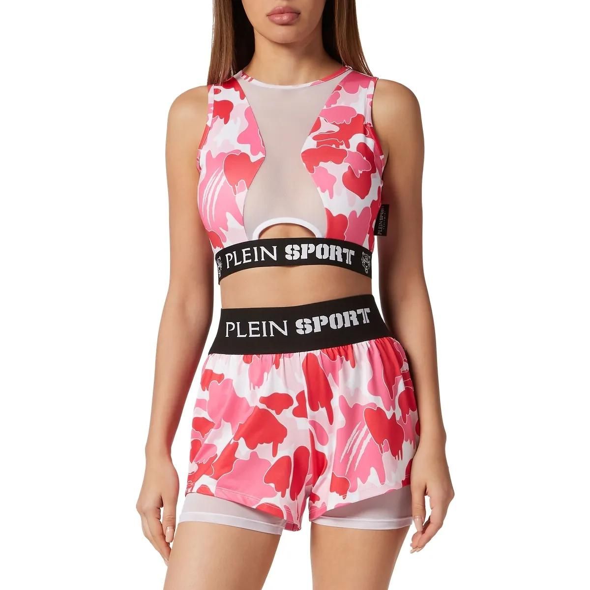 Camouflage Crop Top mit Mesh