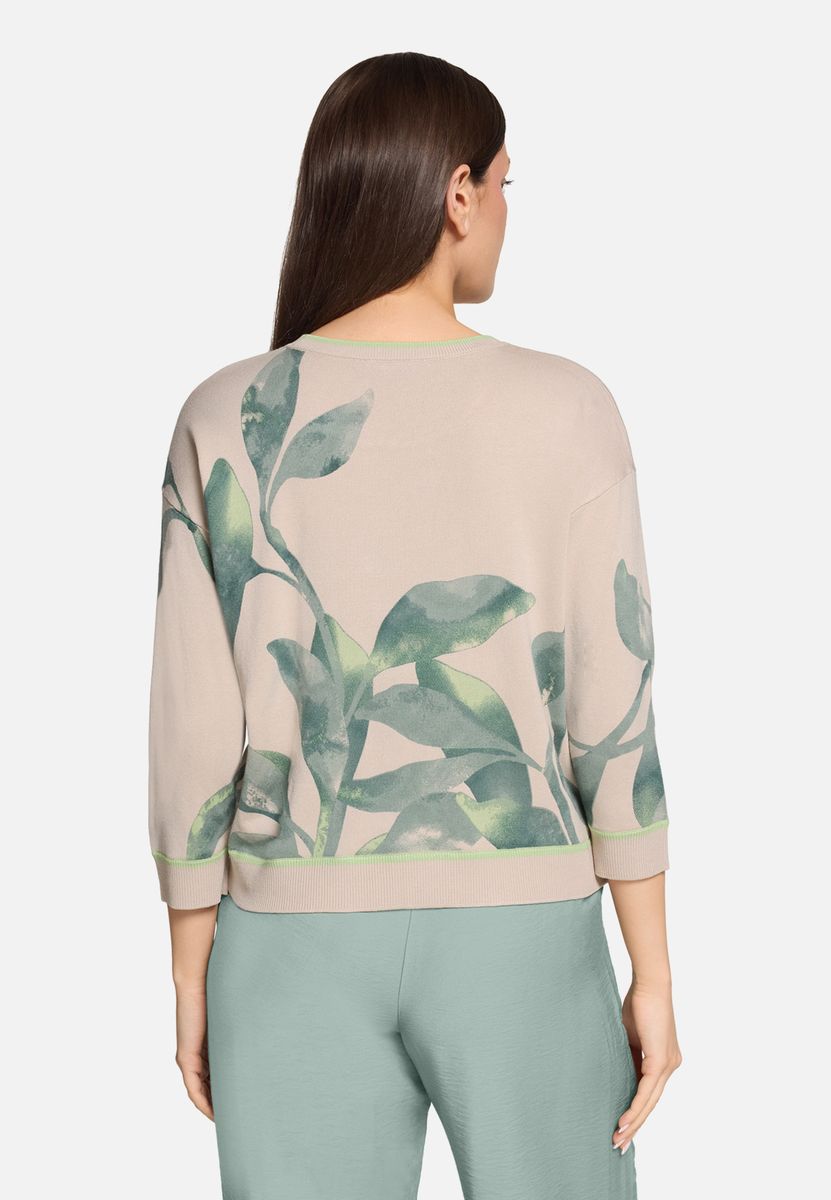 Strickpullover mit Blätterdruck und lockerer Passform