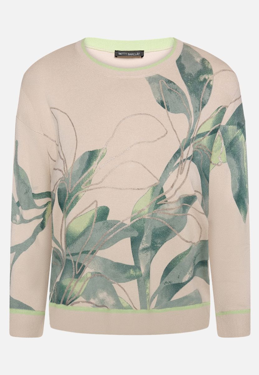 Feinstrickpullover mit botanischem Print