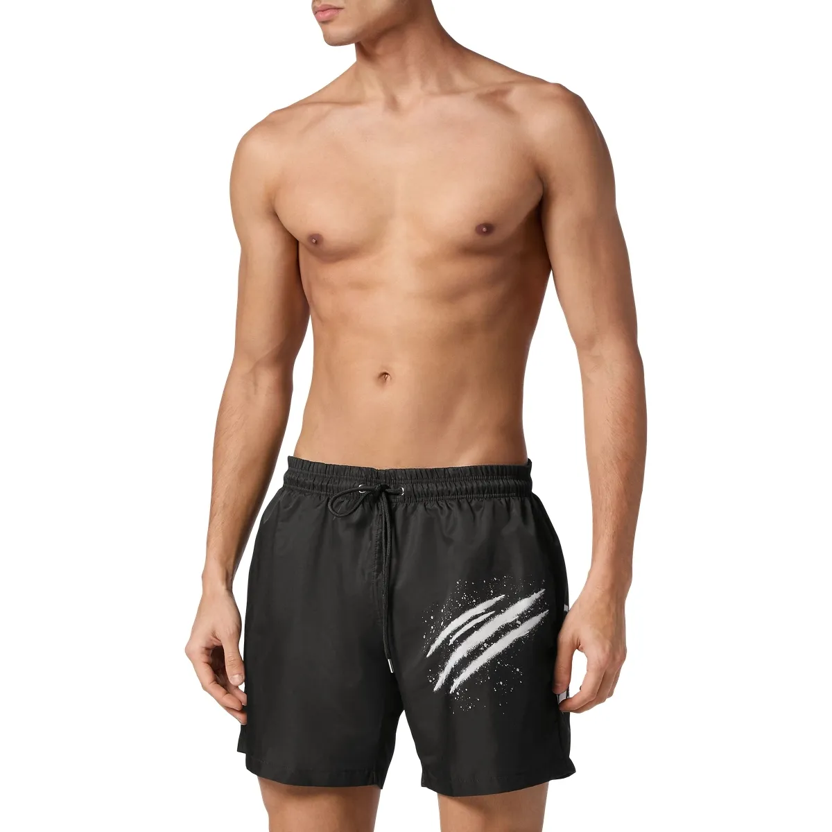 Schwarze Herren Badehose mit Grafik