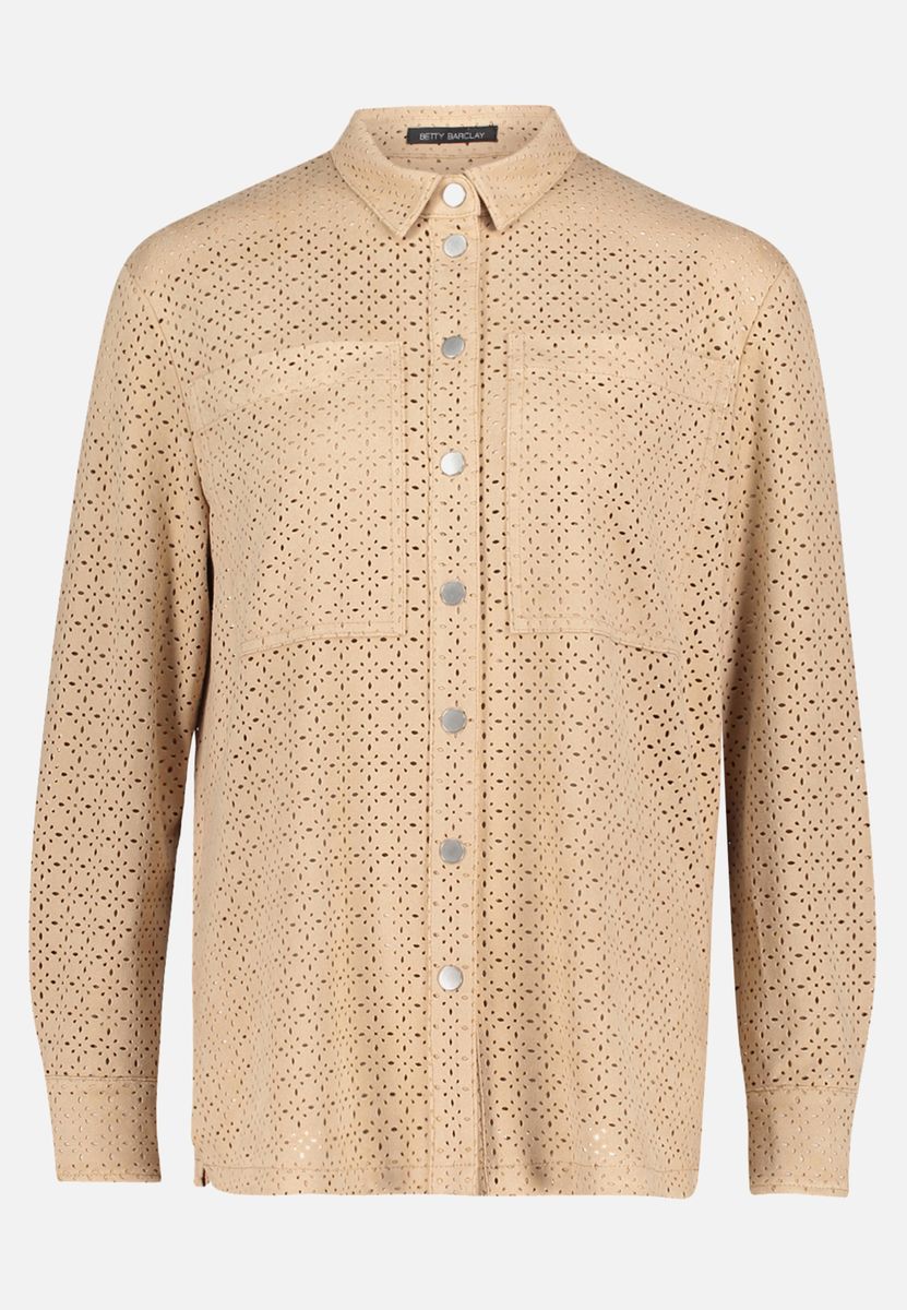 Perforierte Hemdblusenjacke mit Knopfleiste