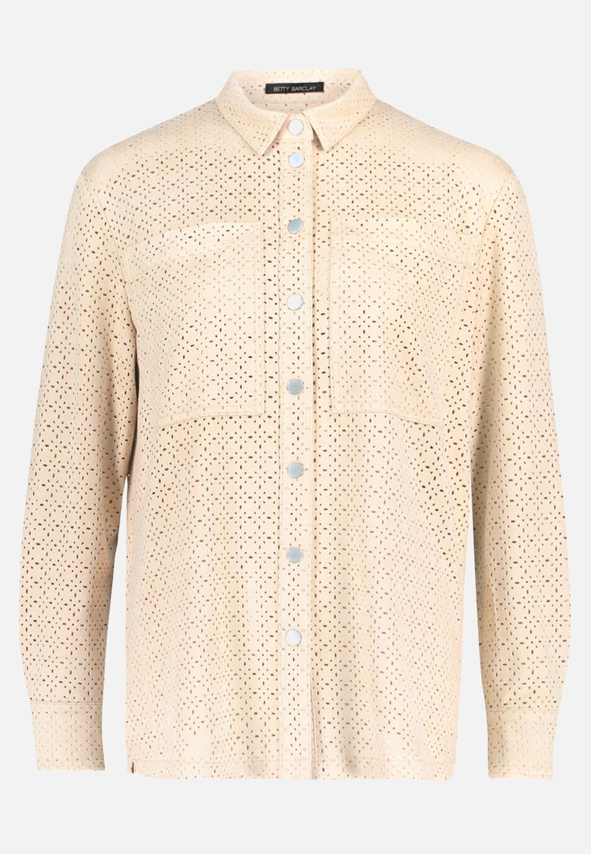 Perforierte Hemdblusenjacke mit Knopfleiste