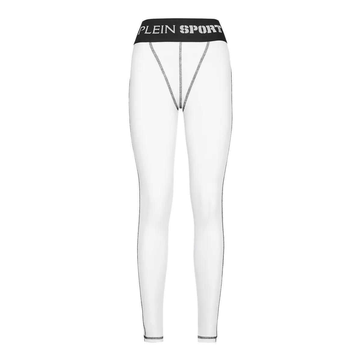 Weiße Sport Leggings mit Logo-Bund