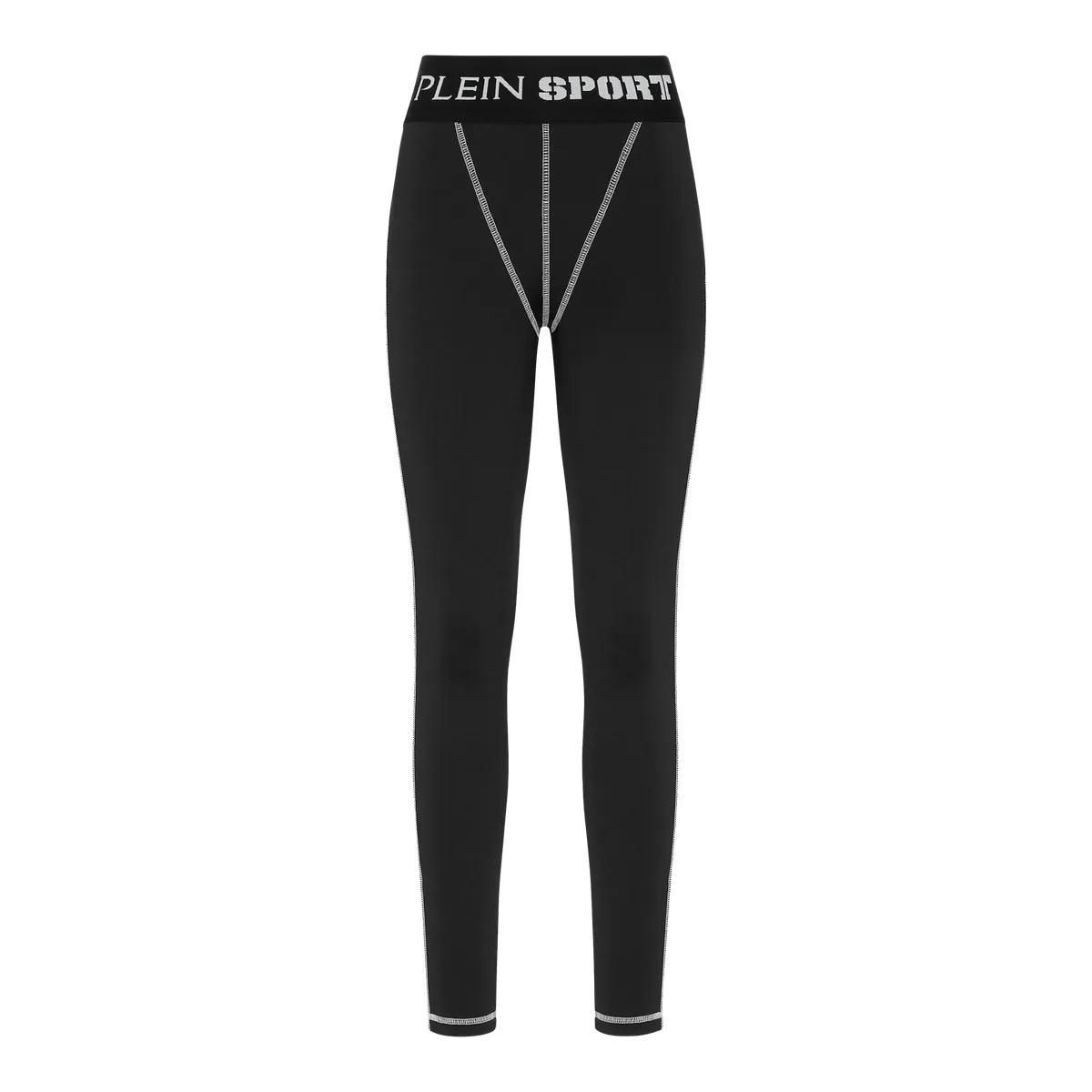Sportliche Leggings mit hohem Bund und Logo-Bund