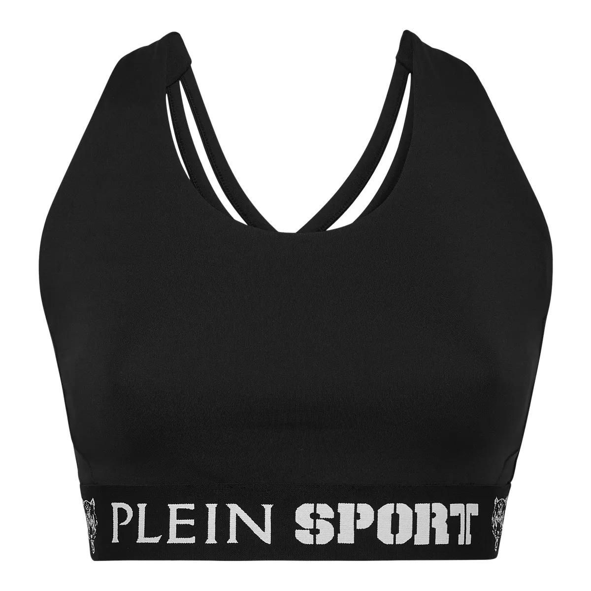 Schwarzer Sport-BH mit Logo-Band