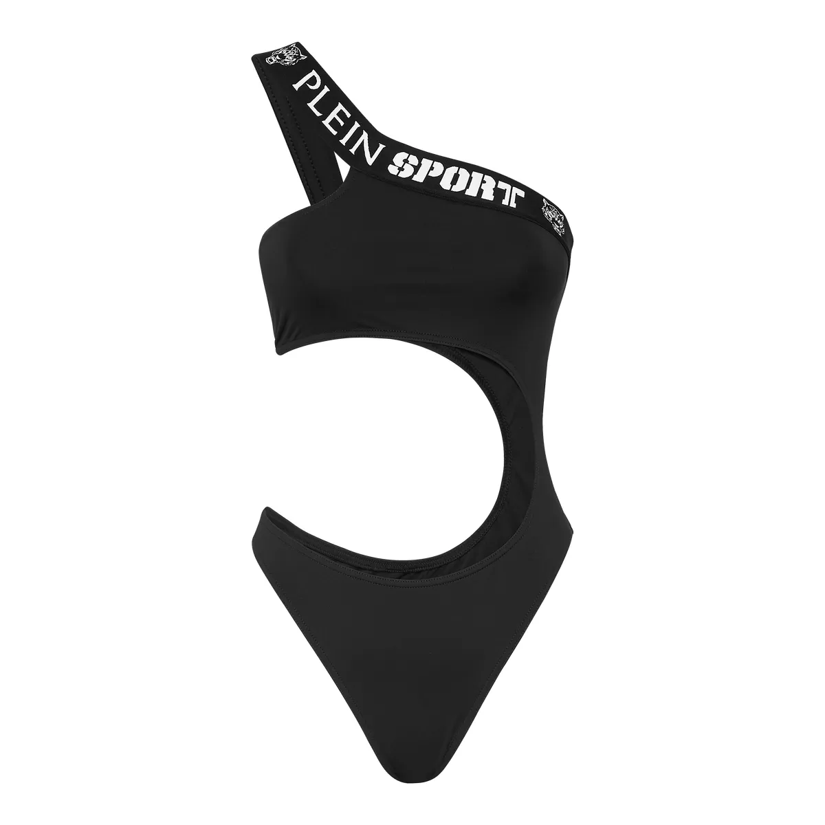 One-Shoulder Monokini mit Logostreifen