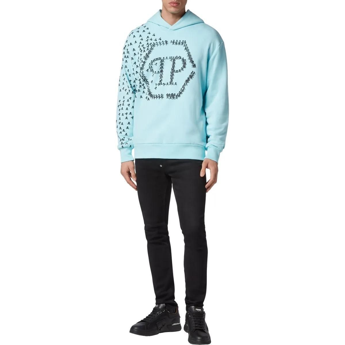 Baumwoll-Hoodie mit Totenkopf- und Knochenprint
