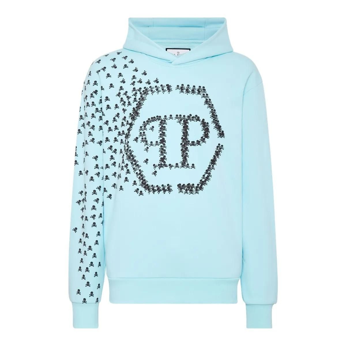 Baumwoll-Hoodie mit Totenkopf- und Knochenprint