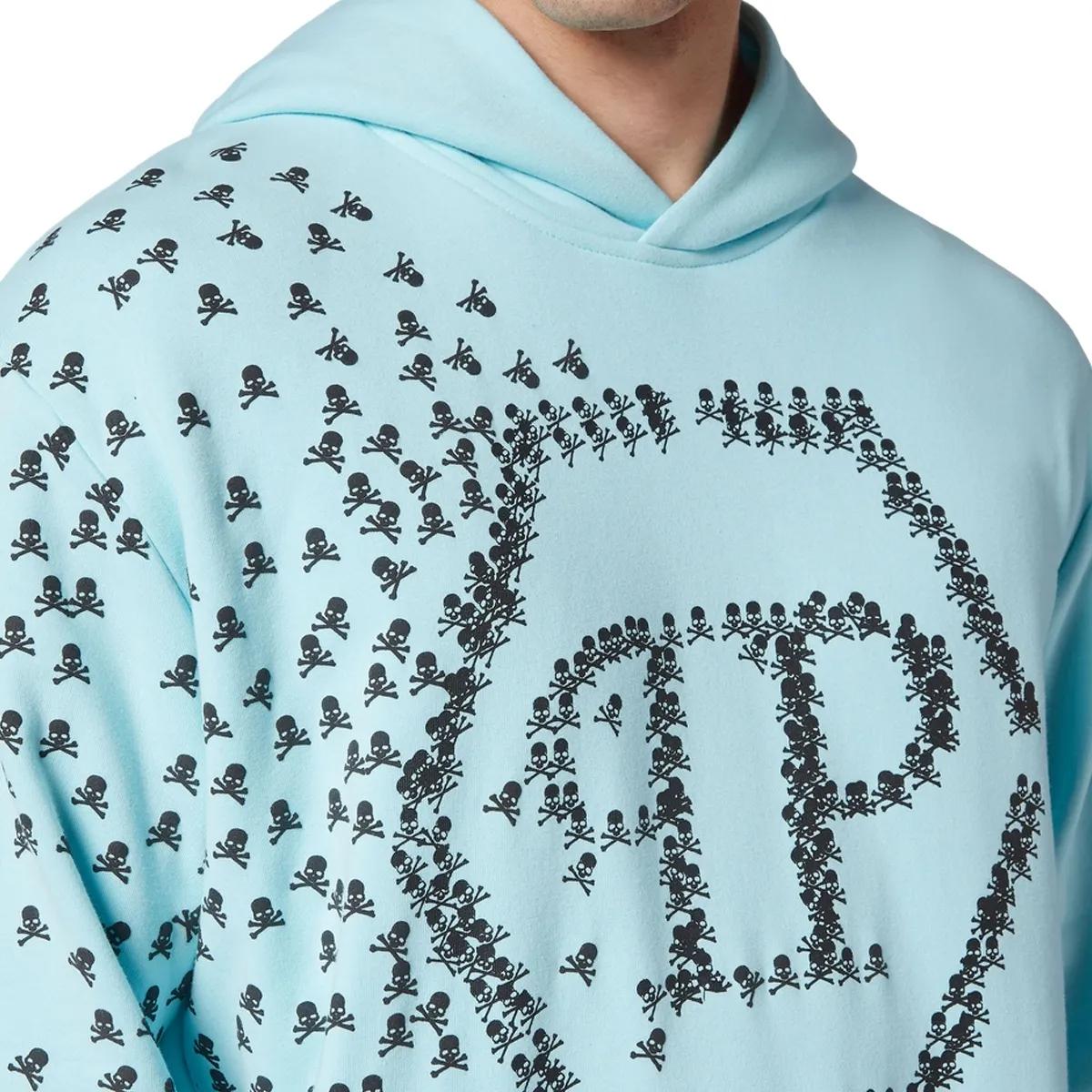 Baumwoll-Hoodie mit Totenkopf- und Knochenprint