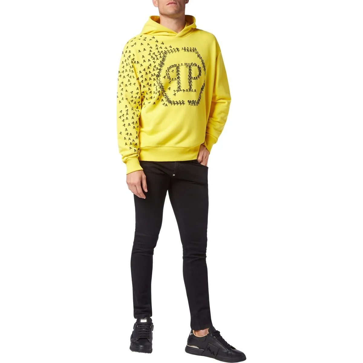 Grafik Hoodie mit Totenkopf- und Knochenmotiv