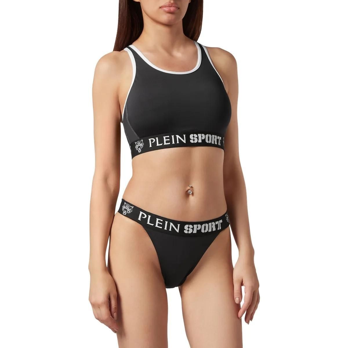 Sportliches schwarzes Bikini-Set mit Logo