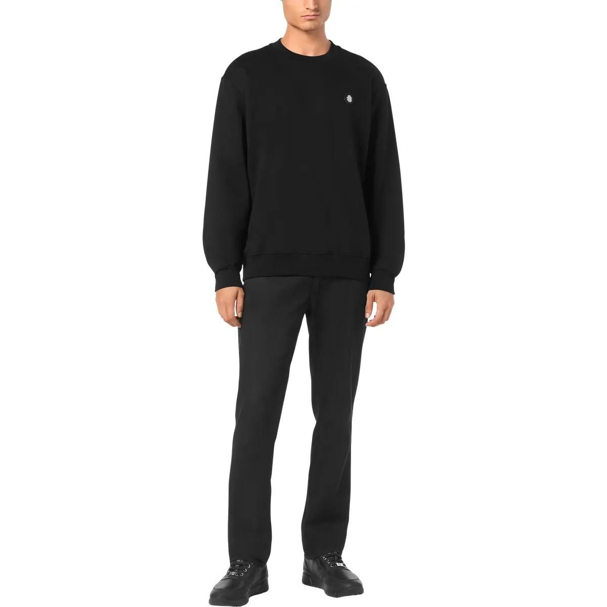 Klassisches Baumwollfleece Sweatshirt mit Rundhalsausschnitt